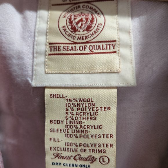 Adorable little red riding hood Hollister wool coat jacket size Large Toggle - Picture 7 of 7